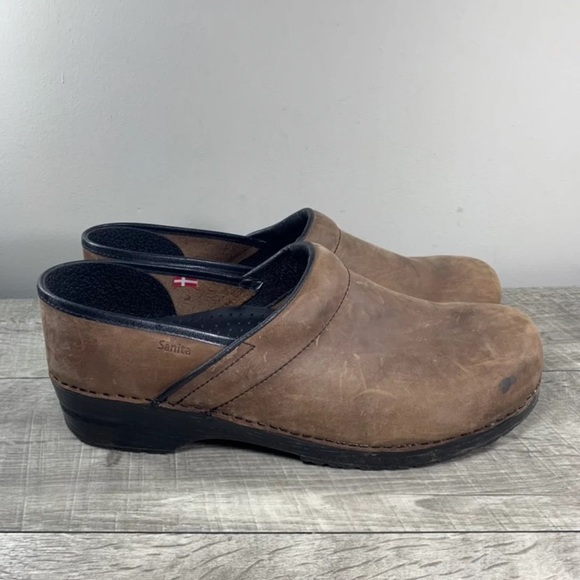 Sanita Professional Men's Distressed Leather Mules Shoes Clogs Size 13 US 47 EU - Picture 2 of 9